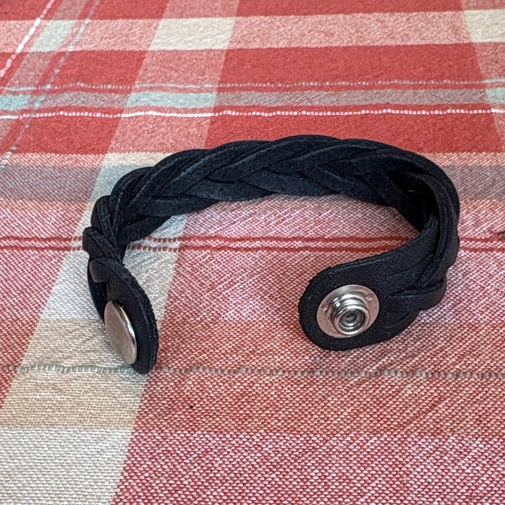 Black Braided Leather Bracelet - Picture 2 of 4